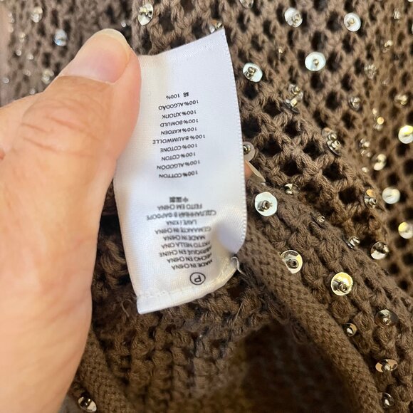Michael by Michael Kors Brown 100% Cotton Sequin Sweater Size S - Picture 9 of 16